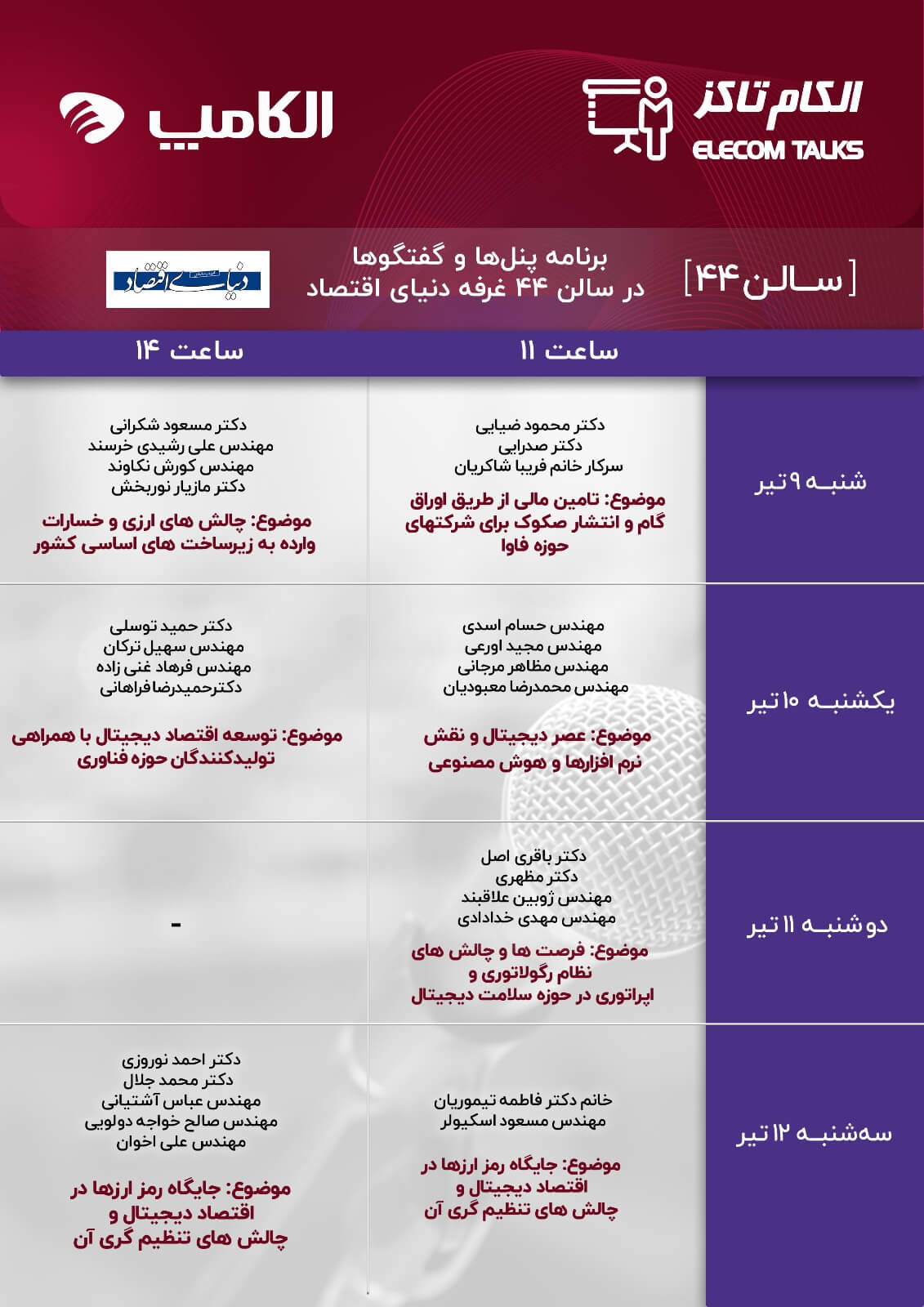 برنامه جامع الکان تاکز الکامپ در بیست و هفتمین نمایشگاه الکامپ تهران سالن ۴۴ خبرگزاری دنیای اقتصاد